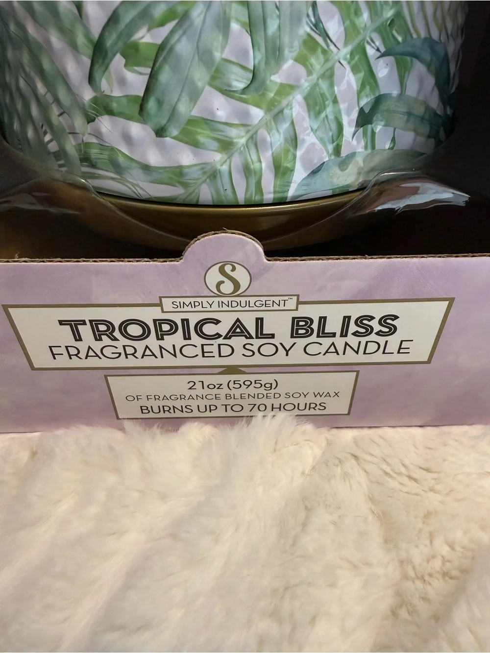 Tropical Bliss Fragranced Soy Candle - Green Palm Print